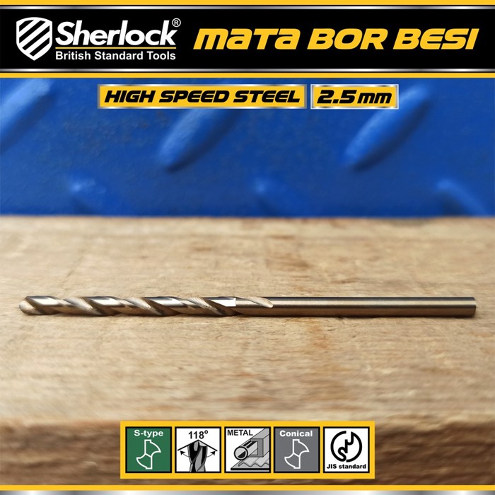 Mata Bor Besi 2.5 mm / Sherlock JIS Standard High Speed Steel Cobalt (1 Pcs)