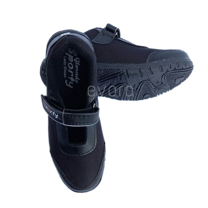 sepatu anak sekolah hitam polos SD TK // sepatu sekolah sporty hitam polos