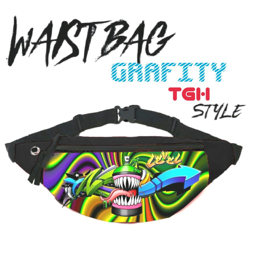 TAS LEVEL WAISTBAG MONSTER GRAFITY TAS PRIA TAS PINGGANG TAS MURAH FASHION PRIA