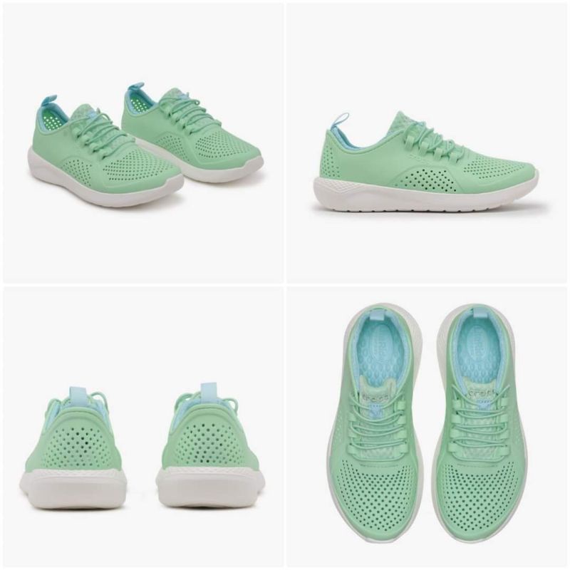 SALEEE 100% Original Crocs LITERIDE PACER - Neo Mint/Putih Kids Kode Produk: CCR2060113TM