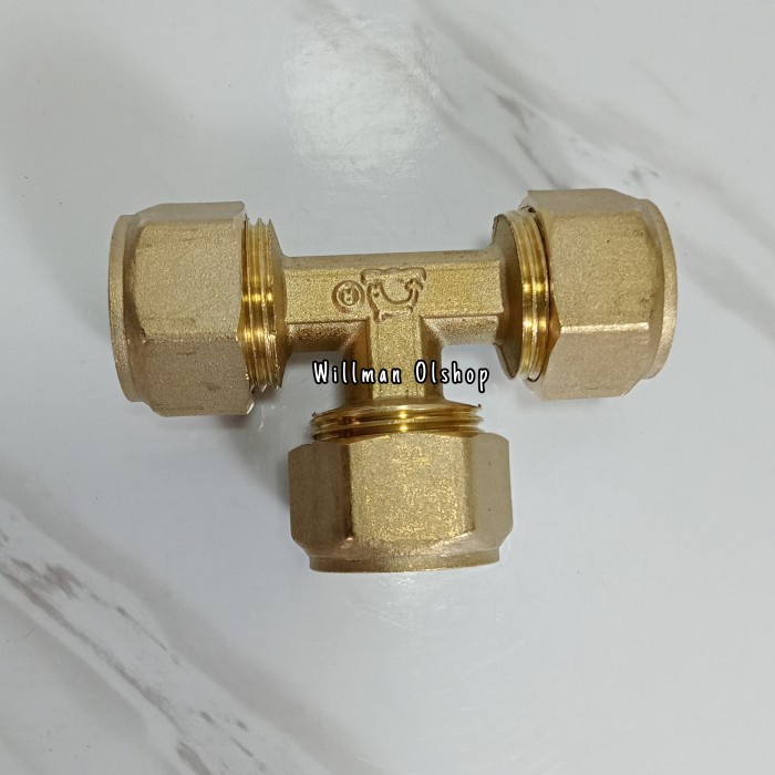 NEPEL TEE 1/2 INCH FITTING PIPA AIR PANAS KUNINGAN