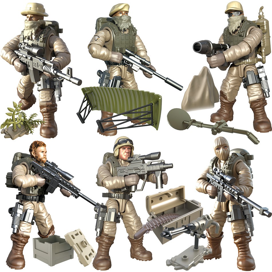 Mainan Lego 6Pcs/set Game Army Soldiers World War II Building Blocks WW2 Military Series with
