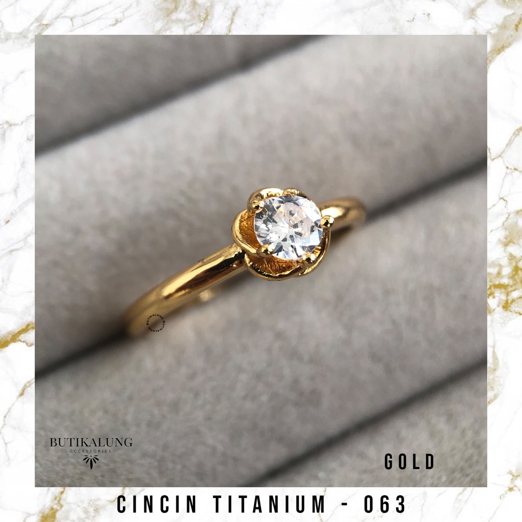 BIRDIE  - Cincin Tunangan Cincin Emas Ring Titanium Lapis Emas Stainless Steel Anti Karat 063