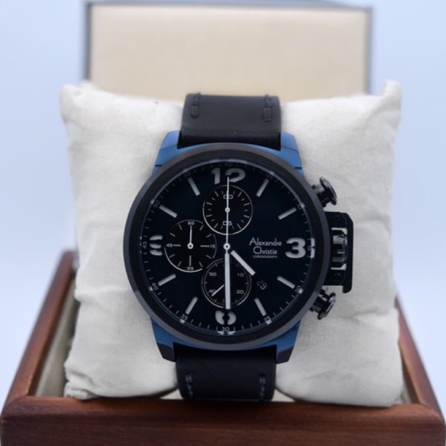 Jam Tangan Pria/Cowok Alexandre Christie AC 6280 Black Blue.Original Garansi Resmi 1 Tahun