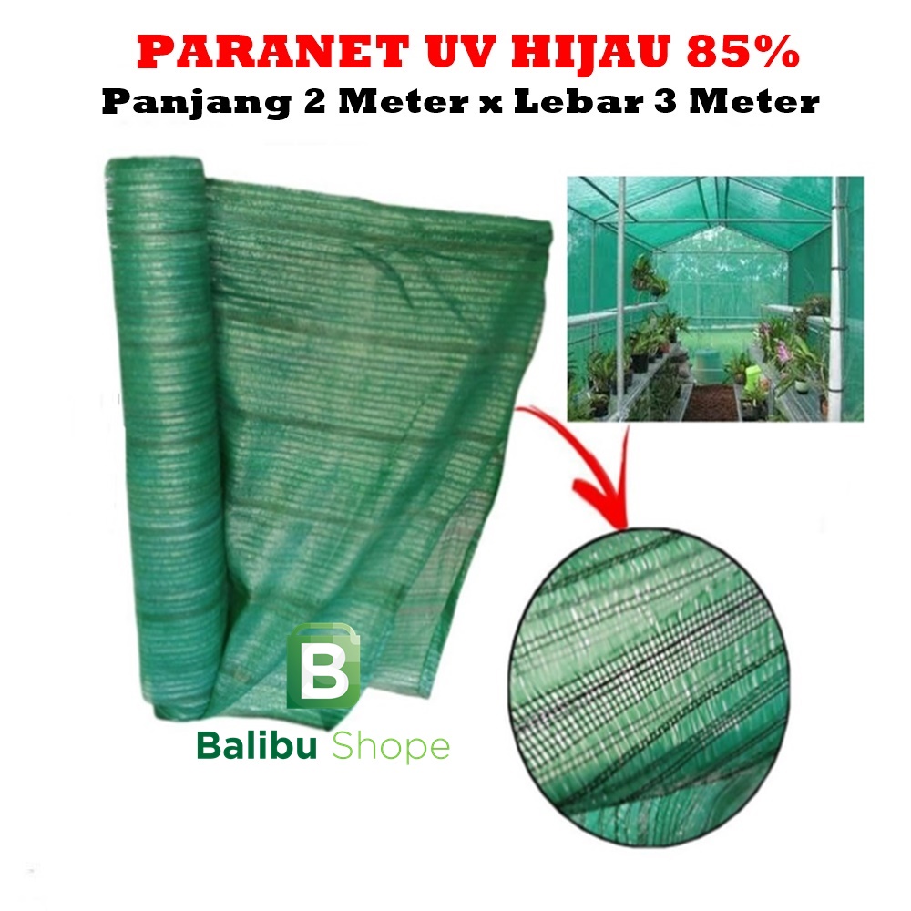 Paranet Hijau 85% Bahan Virgin Panjang 2 Meter x Lebar 3 Meter