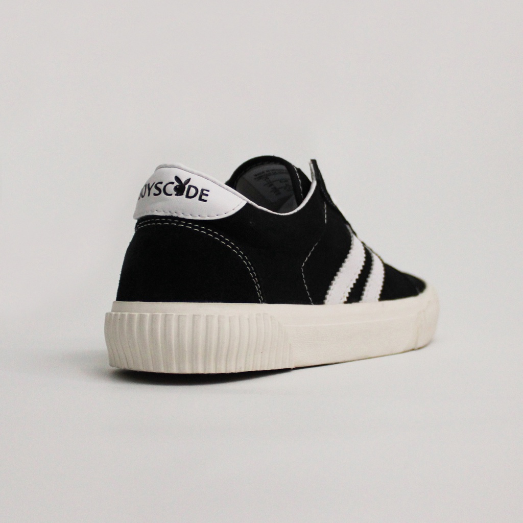 Sepatu Sneakers Casual Pria Wanita Brand Boyscode Original Vulcanized Black White Outsole Gerigi