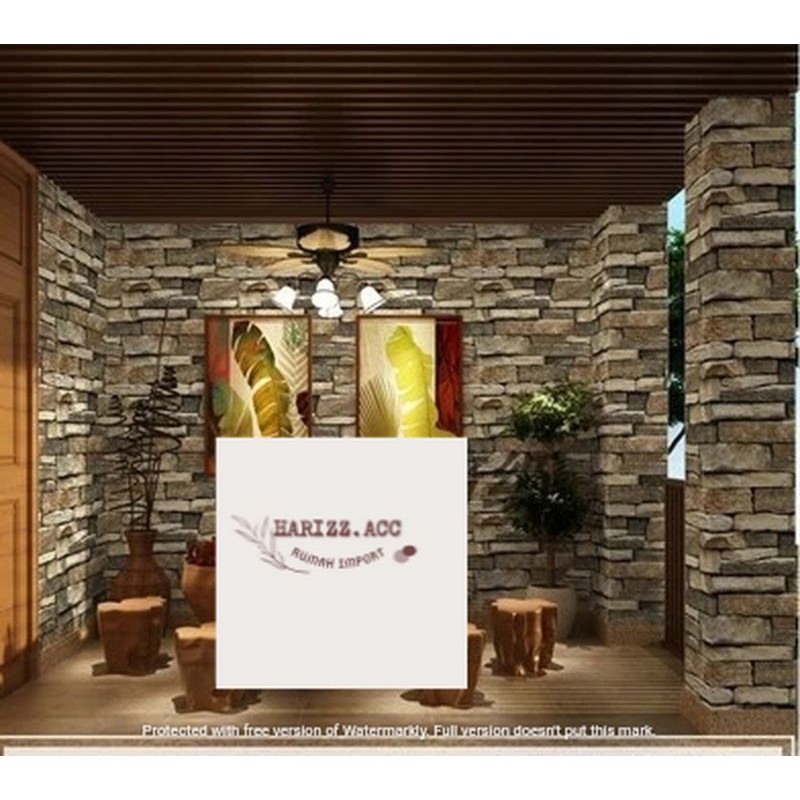Wallpaper stiker batu alam COKLAT 3D