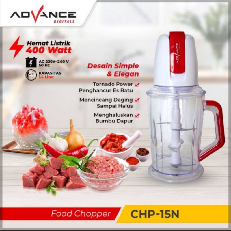 Advance 1.5L food Chopper Elektrik CHP-15N Multifungsi |Garansi Resmi Advance 1 Tahun