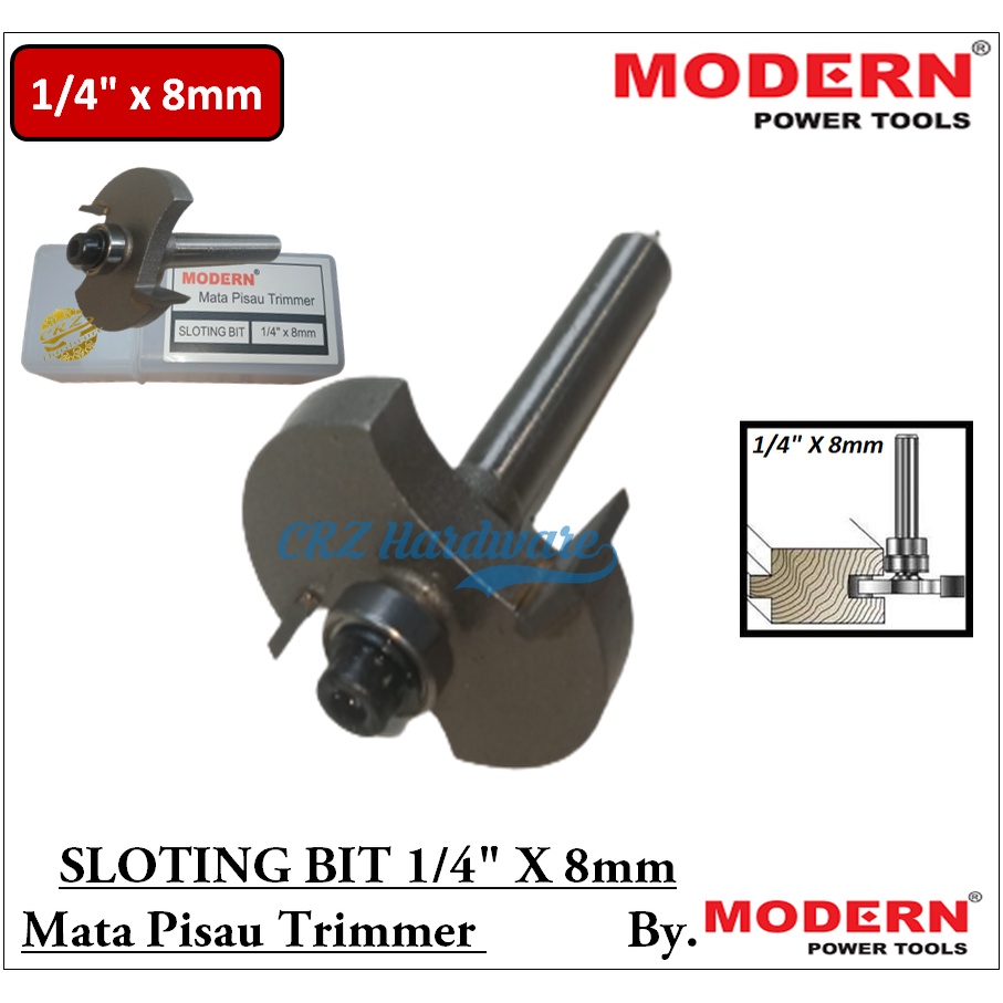 SLOTING BIT MATA PROFIL KAYU MATA TRIMMER ROUTER LUBANG PANEL KAYU 8MM