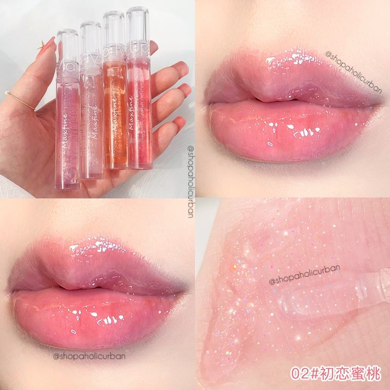 Lip Gloss Maxfine Transparant Glasting LipGloss 4 Warna Glossy Lip Gloss Lipstick Lip Plumper Korean LipGloss Korean Lip Gloss