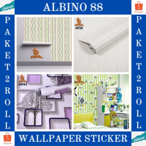 PAKET 2 ROLL Wallpaper Sticker Dinding Walpaper Stiker Ruang Tamu Walpeper Tembok Kamar Tidur Motif SALUR PREMIUM Elegant Termurah