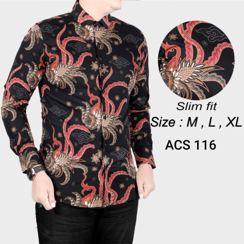 BATIK PRIA SLIM FIT LENGAN PANJANG KEMEJA BATIK PRIA COLINDION CBL1053