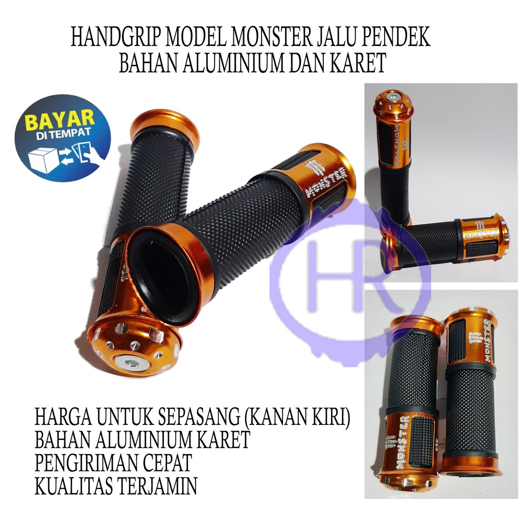 Hand Grip Model Monster Jalu pendek -Bahan Aluminium dan Karet Handgrip Jalu Pendek Bintik Monster