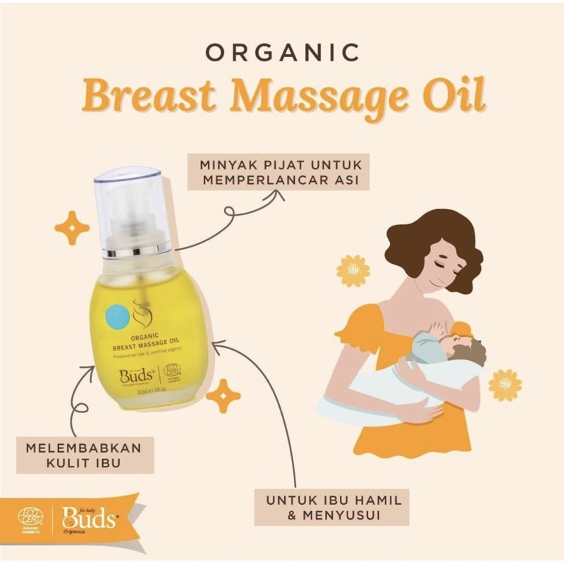 Buds Organics Breast Massage oil 30 ml/Oil ibu menyusui