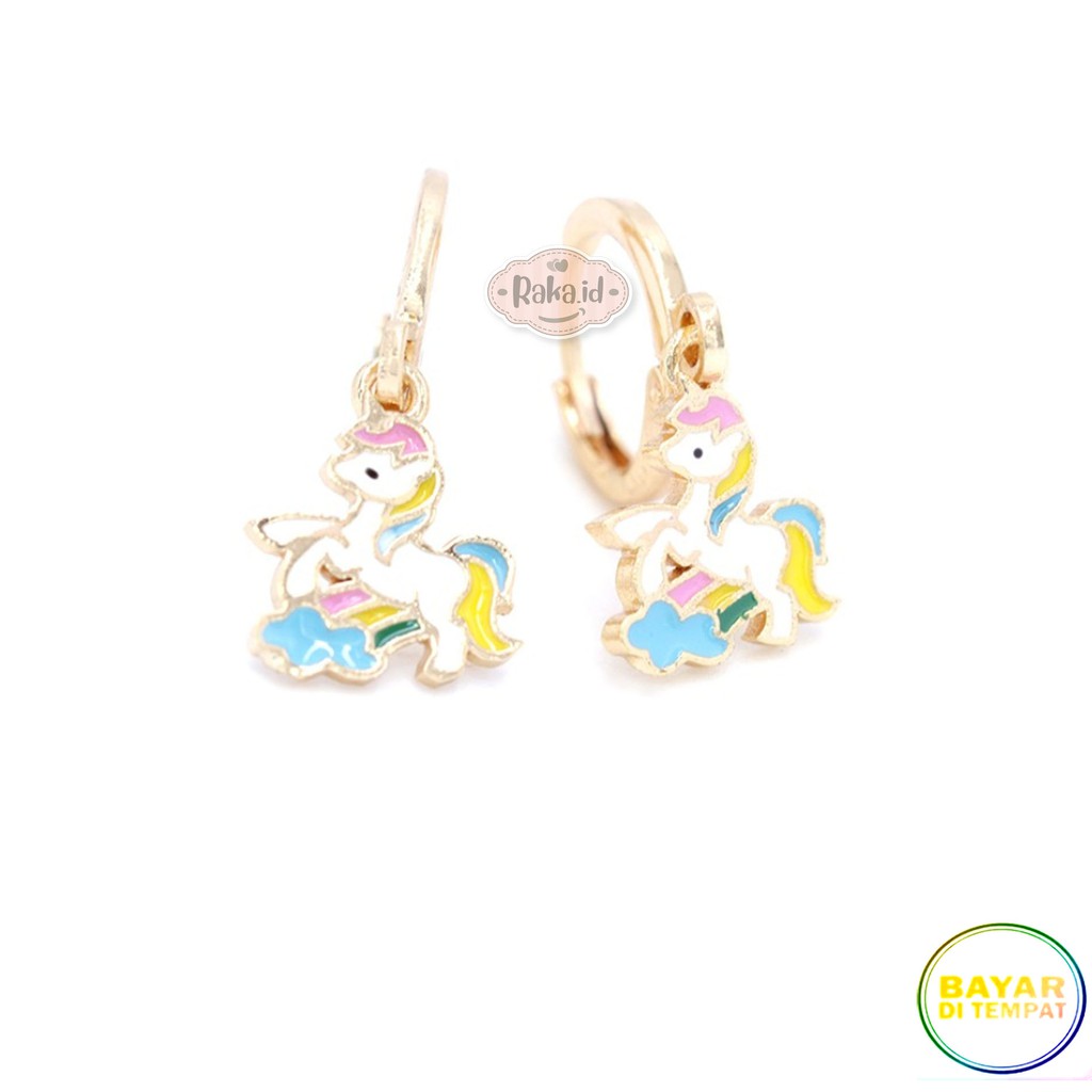 Anting Clip / Klip / Anting Anak Unicorn Pelangi Perhiasan Aksesoris Anak 722