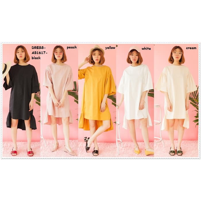 Mini Dress Baju Wanita Korea Rok Import  Jumbo Pink White Black Yellow