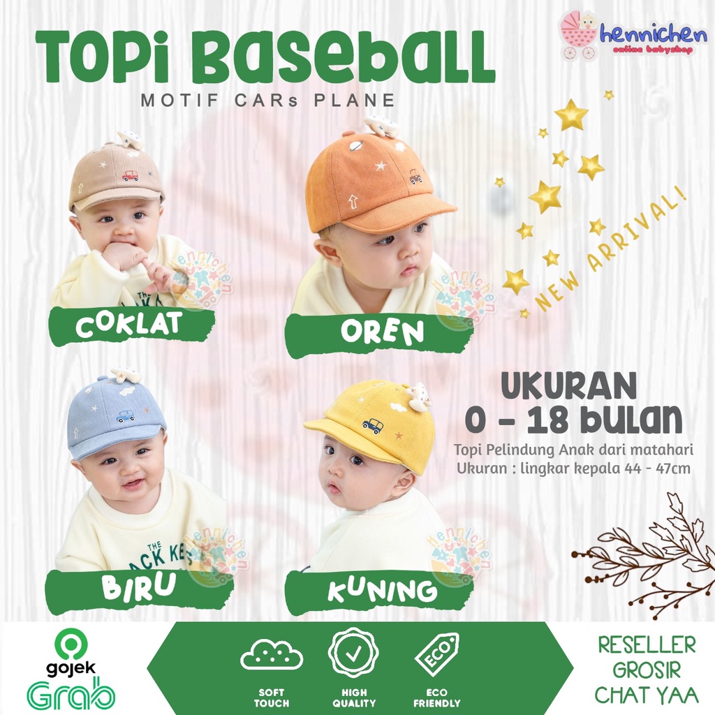 TOPI BABY MOTIF CARS AIRPLANE TOPI BORDIR 3D TOPI ANAK LUCU UNISEX IMPORT MOTIF 0 - 2 TAHUN