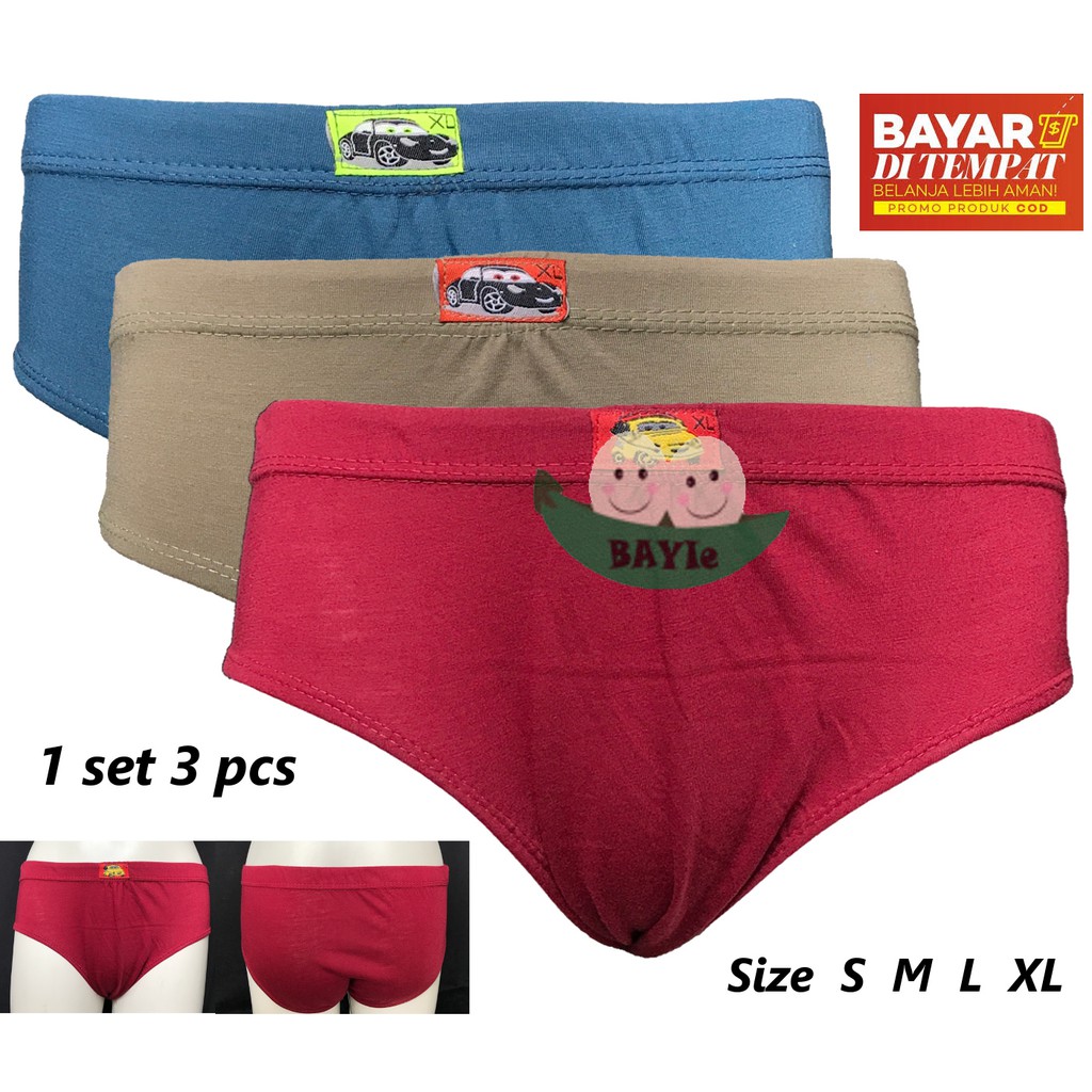 BAYIE - 3 PCS Celana Dalam/CD Anak Laki-laki motif MOBIL/Kid's Underwear/sempak Cowok Size S,M,L,XL