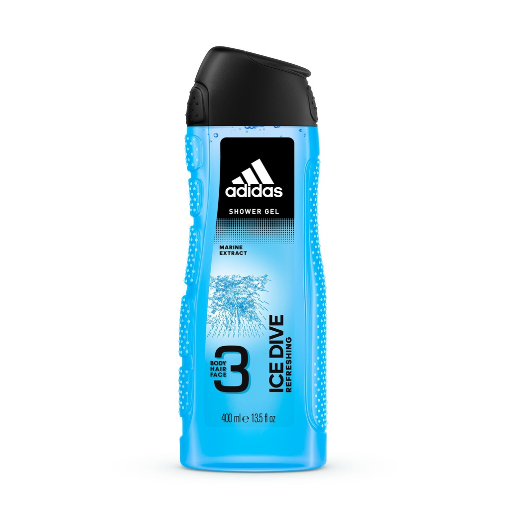 ADIDAS Ice Dive 3in1 Body Hair Face Shower Gel 400ml
