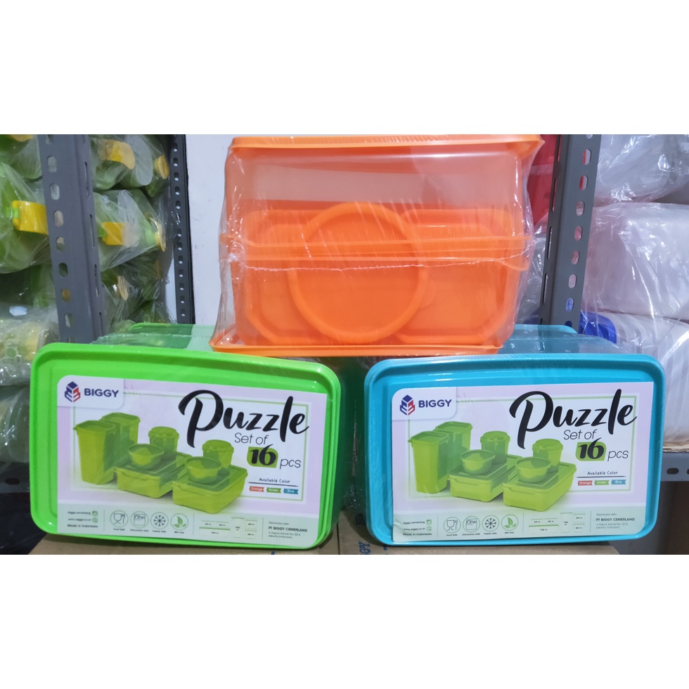 Toples Biggy Puzzle 16 set / Sealware Wadahnya Kue Bumbu Dapur 8 Tambah tutup 8 BPA Free / Food Box