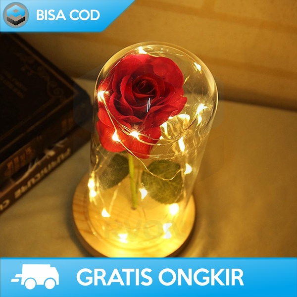 LAMPU TIDUR DEKORASI BUNGA MAWAR LED ACEVIVI BEAUTY ANG THE BEAST ORI