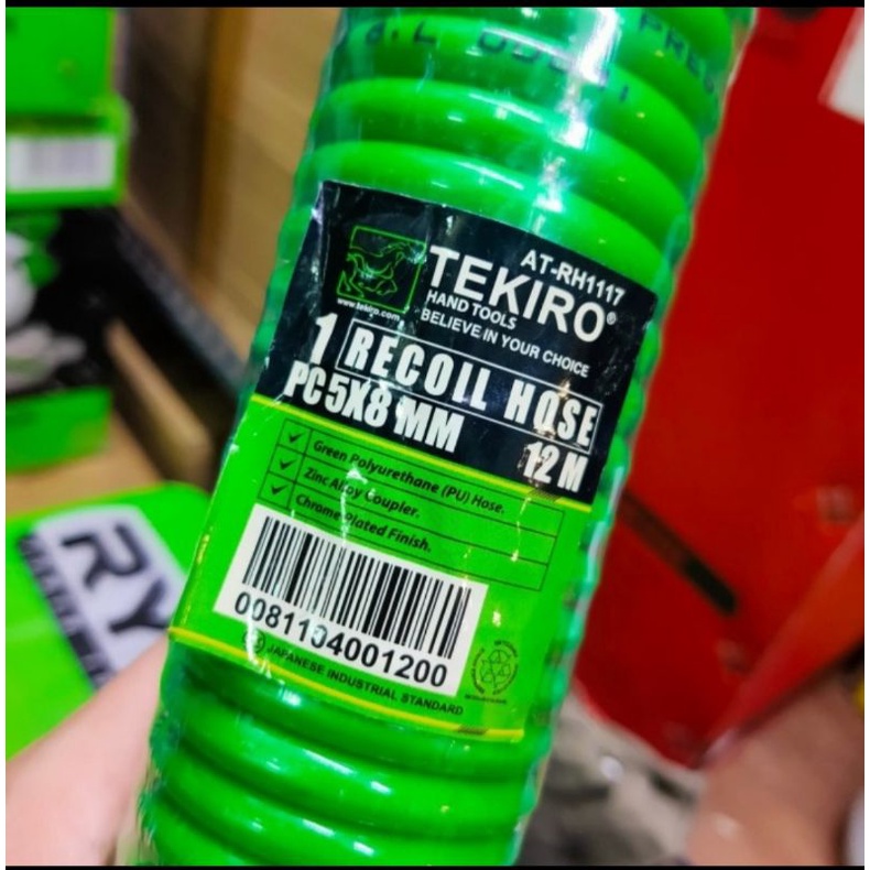 TEKIRO SELANG RECOIL HIJAU 12M SELANG SPIRAL 12M TEKIRO 5×8MM