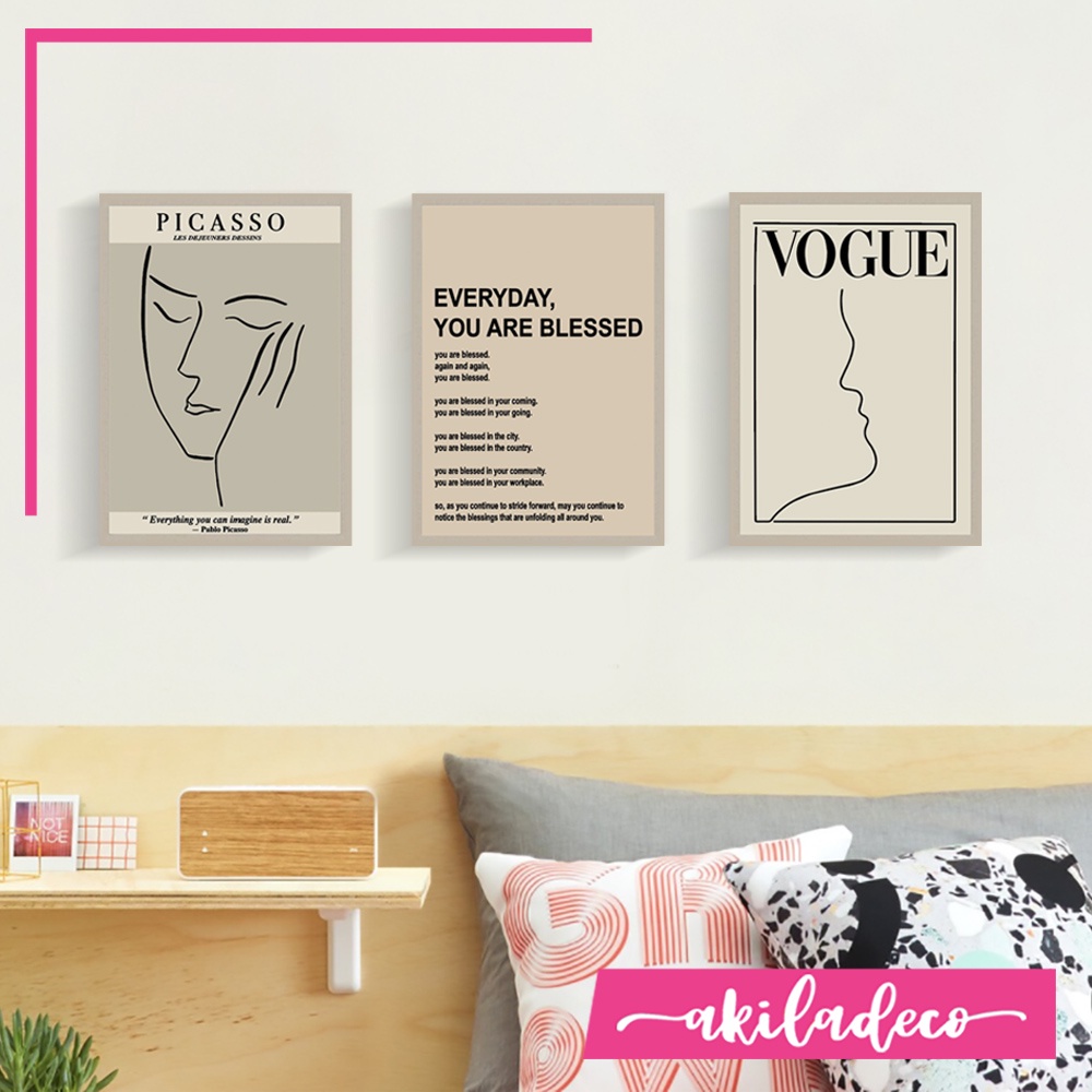 Hiasan Dinding Minimalis Ruang Tamu Walldecor Pajangan Dinding Kayu Dekorasi VOGUE MATISSE PICASSO