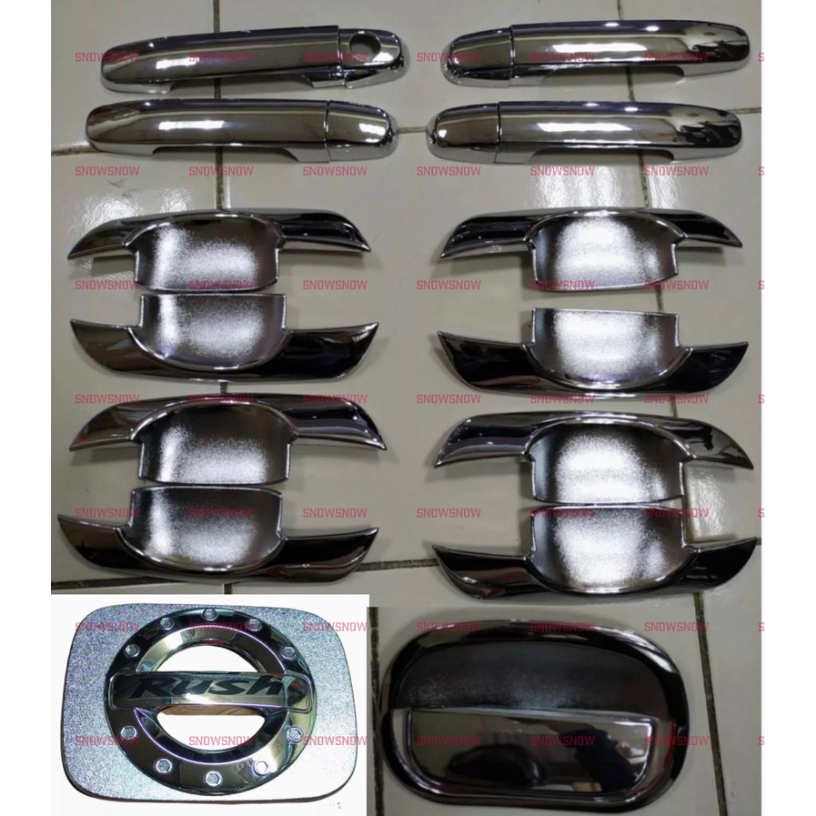 Paket Outer Handle Tank Cover Rush Terios Lama Old 2007 2008 2012 2015 2017 5pcs Platinum Chrome