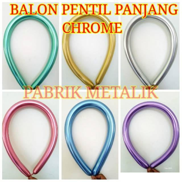 Balon Latex Pentil Chrome / Balon Panjang / Cacing Chrome / Balon Latex