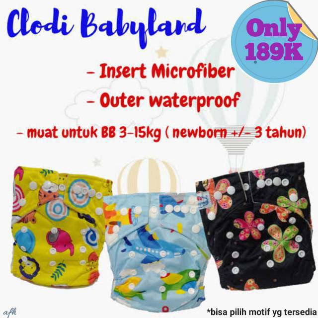 BABYLAND CLODI | Paket promo clodi (popok kain) babyland snap microfiber