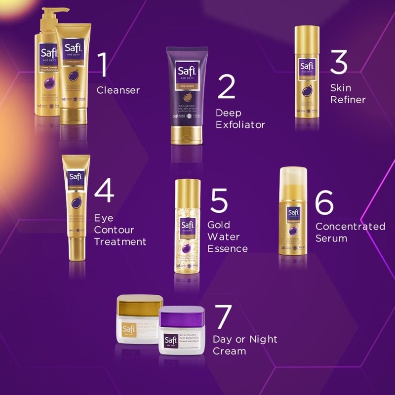 SAFI Age Defy Series Indonesia / Cleanser Toner Essence Serum Cream Sunscreen Shampoo Hair Eye Mask