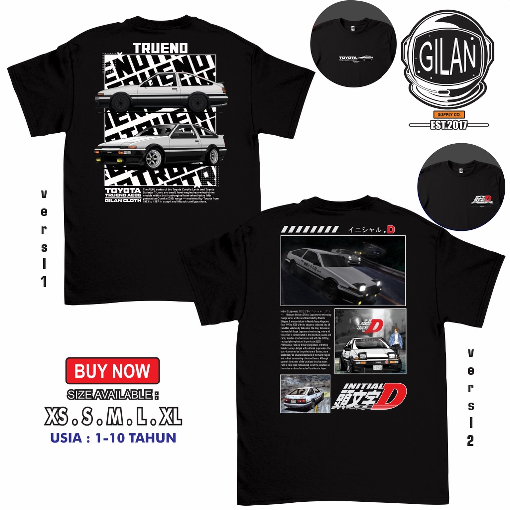 SAKAZUKI Kaos Baju T Shirt Distro Anak Laki Laki Gambar  Toyota AE86 TRUENO Initial D