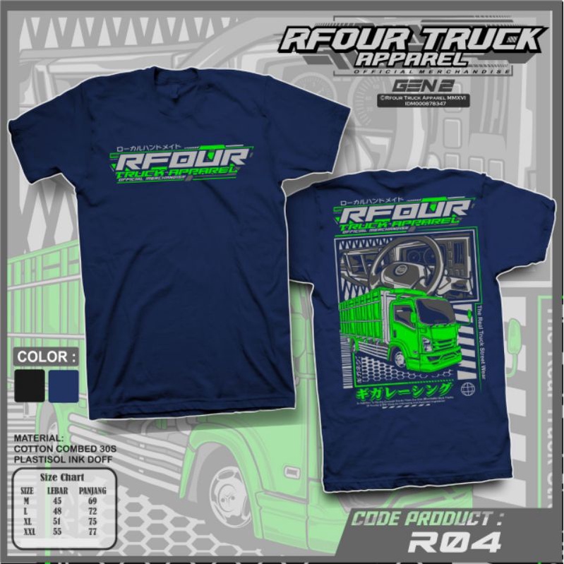 KAOS TRUCK MANIA ORIGINAL RFOUR TRUCK APPARELL- KAOS DEWASA TRUCK- KAOS GAMBAR TRUK-BAJU TRUCK