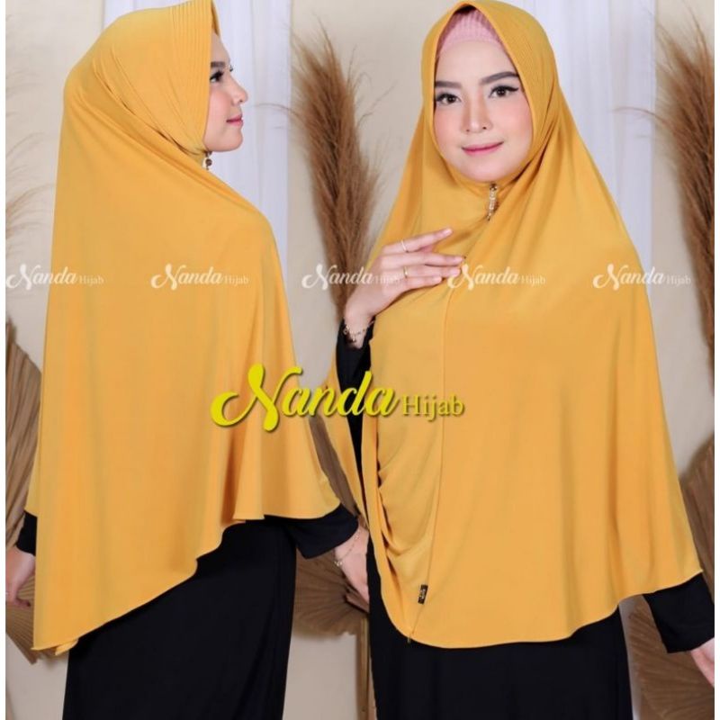 Hijab Jilbab Instan Bergo Syari Jersy Super Jersi korea Import Polos Hamidah-Mustard