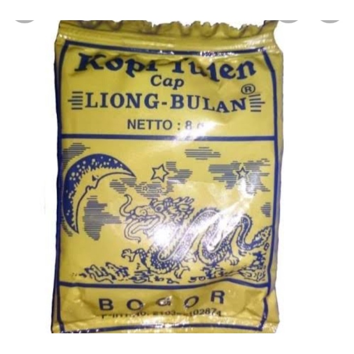 KOPI CAP LIONG BULAN HITAM BUBUK +GULA/ Kopi Liong Mini Tanpa Gula 8 gram. / 1 Sachet