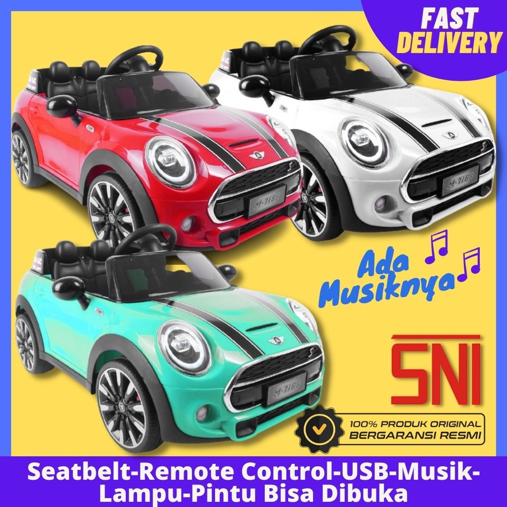 Mobil Aki Anak Besar Remote Control Mini Cooper Mortein Electric Car