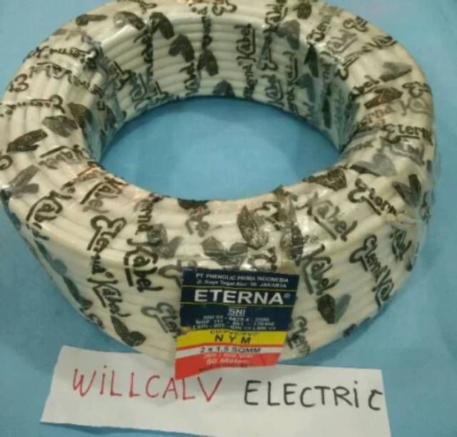 KABEL ETERNA NYM 2X1.5 MM - KABEL KAWAT TEMBAGA ETERNA  2X1.5 - KABEL ISI 2 ETERNA 2X1.5 PERMETER