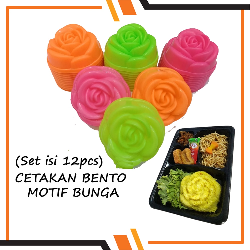 Cetakan Nasi Bento Puding Bunga Besar Set isi 12pcs / Cetakan Putu Ayu Jumbo Mawar Jasmine Matahari