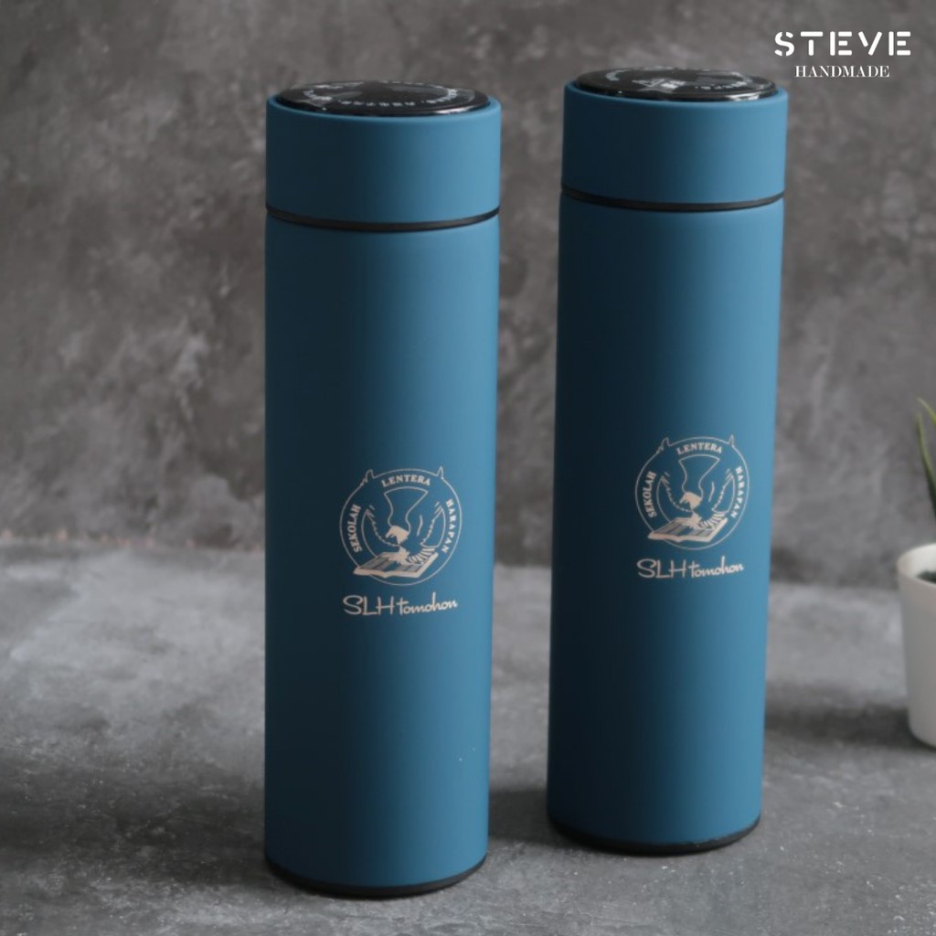 Botol minum stainless Pengukur suhu digital termos vacuum tumbler travel mug  TM0331 Blue