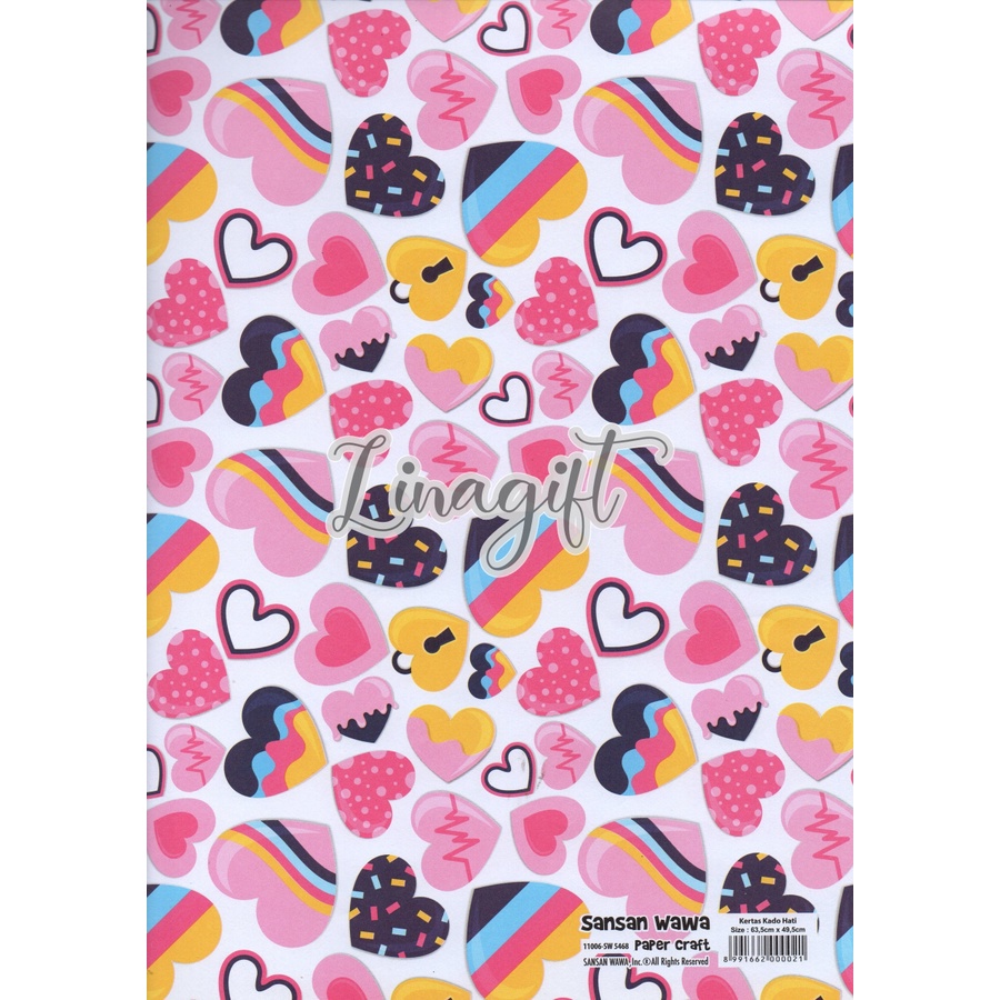 ( 5 Lembar ) LOVE SANWA - KERTAS KADO - GIFT WRAP PAPER SANSAN WAWA HATI/ VALENTINE/ ROMANTIC/ HEART / WEDDING / ENGAGEMENT / ROMANCE / PROPOSE / KAWINAN / NIKAHAN / TUNANGAN / PERNIKAHAN