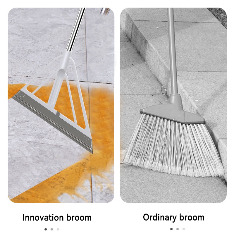 Magic Long Handle Floor Silicone Broom / Wet And Dry Dual-Use Wiper Scrape Pet Hair Dust Mop