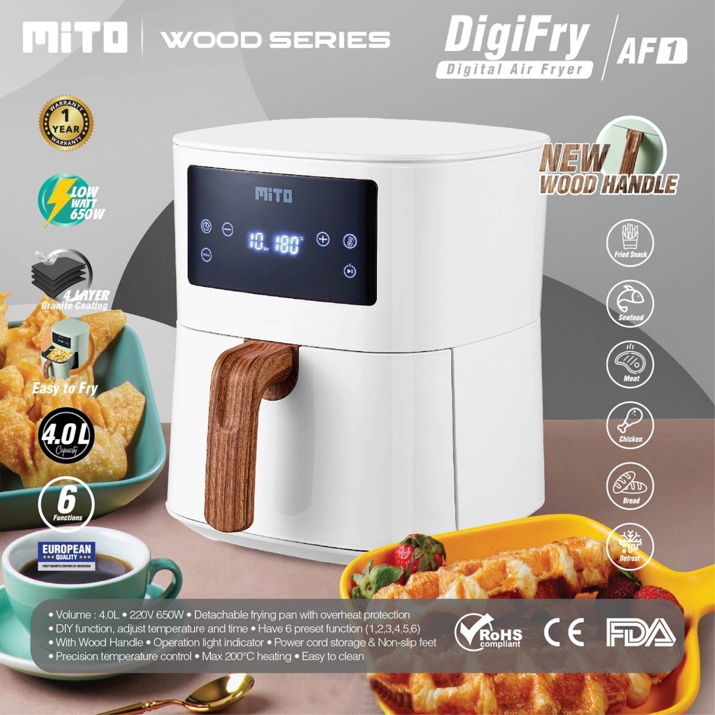 Digital Air Fryer Mito paket lengkap dengan wadah/keranjang makanan