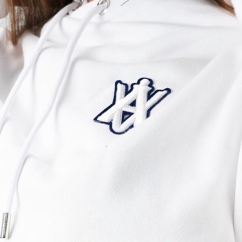 ADLV X Lisa A Logo Emblem Patch Crop White Hoodie