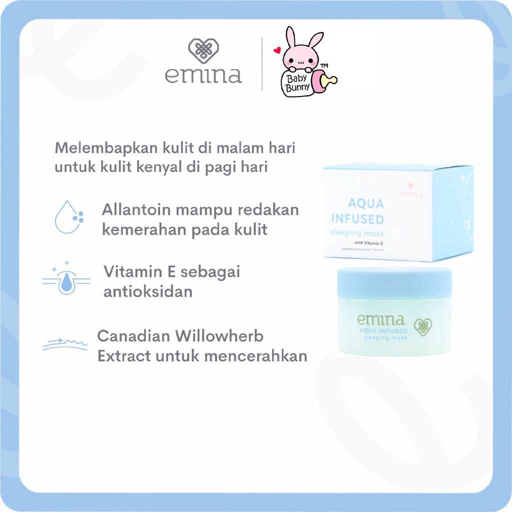 ❤ BELIA ❤ EMINA Aqua Infused Sleeping Mask with Vit E 30g | masker wajah emina