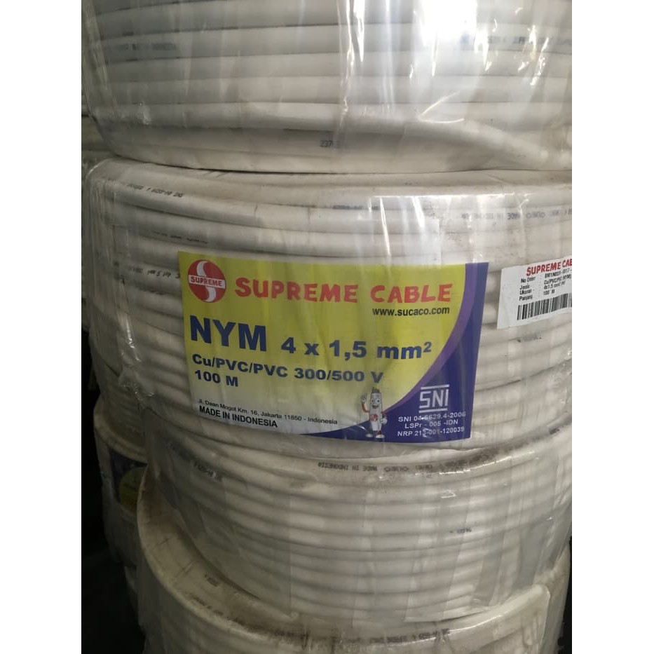 Kabel Listrik Kawat NYM 4 x 1.5 4 x 1,5 4x1,5 4x1.5 Supreme 100meter Kabel NYM 4 x 1,5mm 4 x 1.5mm 4