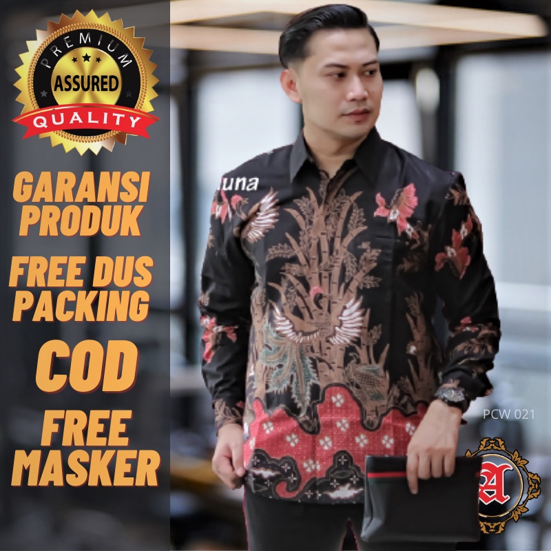 Batik Modern Alisan Pria Lengan Panjang Premium Full Furing Batik Pesta Pria Aluna Solo PCW 021