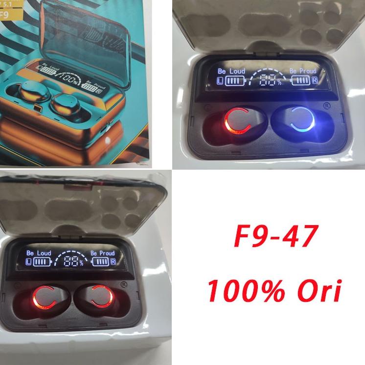 SALEE.. (COD) F9-47 Headset Bluetooth 3500mah Power Bank Wireless Earphone Dengan Senter TWS with Mi