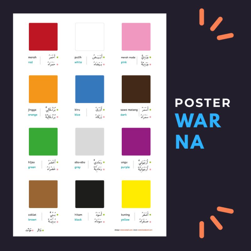 

Poster Belajar Mengenal Warna Bahasa Arab-Indonesia