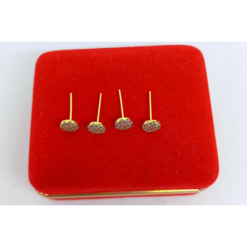 ANTING /GIWANG PERAK ASLI 925 LAPIS EMAS/GIWANG BULAT MATA PUTIH/GIWANG ASLI SILVER/PERHIASAN ANTING GIWANG PERAK 925 ASLI