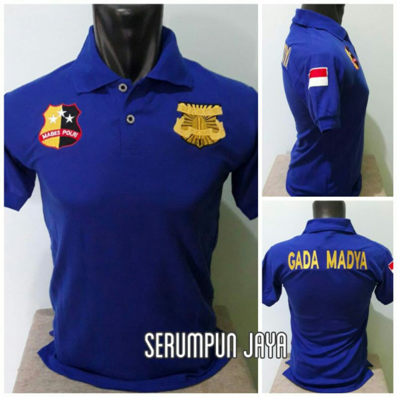 KAOS GADA MADYA BIRU - KAOS KERAH GADA MADYA BIRU FULL BORDIR.